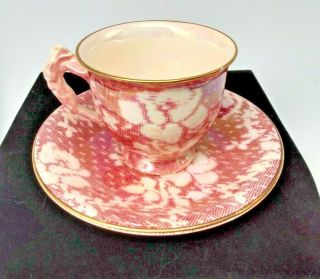 Vintage Royal Winton Grinmwaldes Cup & Saucer White Rose On Pink