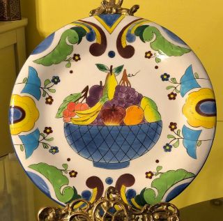 Zrike Avignon Hand Painted Fruit Basket Yellow Poppies 10” Dinner Plate Wall Art