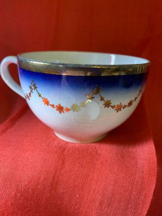 Vintage La Francaise Flow Blue Porcelain Cups Set Of 2