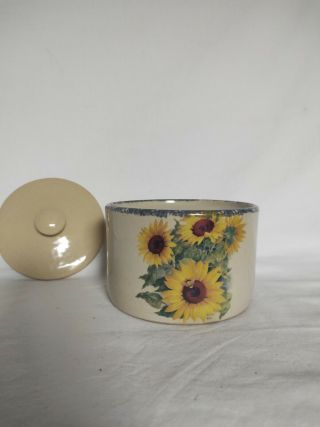 Home & Garden Party Stoneware Sunflower Candle Jar W/lid 5 " Aug 2000