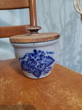 Vintage David Eldreth Pottery Cobalt Salt Glazed Stoneware Pottery Crock 17 2