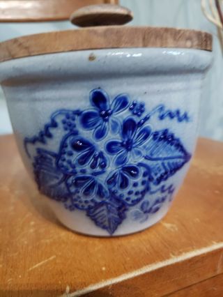 Vintage David Eldreth Pottery Cobalt Salt Glazed Stoneware Pottery Crock 17 3
