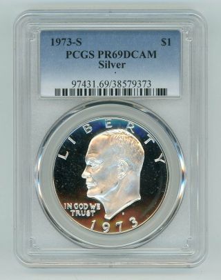 1973 S Silver Eisenhower Dollar $1 Pcgs Pr69dcam 38579373