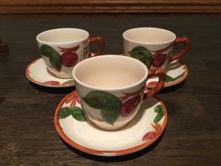 Franciscan Apple Set Of 3 Teacups Made In England