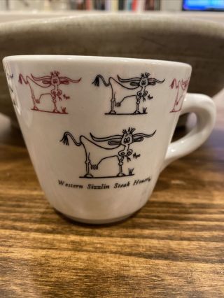 Western Sizzlin Steak House Vintage Coffee Mug - Shenango Cow Bull Longhorns