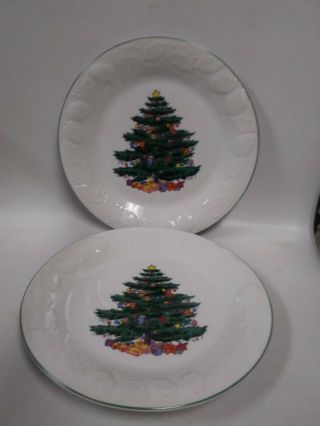Set Of 3 Christmas Tree Dinner Plates By Gei Design 10 1/2 "