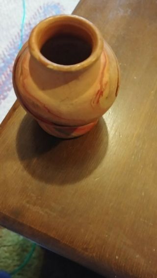 Vintage Nemadji App 3 1/2 " Brown Dark Colored Pottery Vase Mult - Colored Streaks