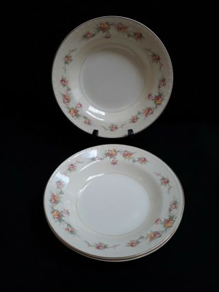 3 - Homer Laughlin Countess Eggshell Georgian Flat Soup Plates Bowls Rimmed