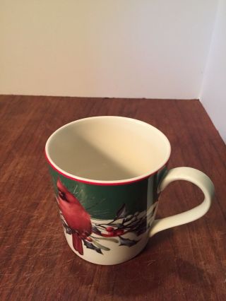 Lenox Christmas Mug Red Cardinal Winter Greetings Euc