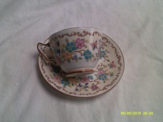 Crown Staffordshire Fine Bone China Cup And Saucer With Flowers & Birds