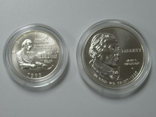 Us 1993 James Madison Bill Of Rights Silver Dollar & Clad Half Dollar W/capsules