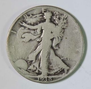 1938 D U.  S.  Silver Walking Liberty Half Dollar Key Date Coin