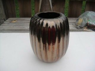 Vintage Mid Century Studio Art Pottery Brown Glazed Lusterware Vase Beauty