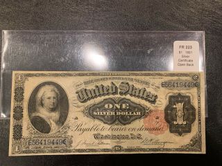 1891 $1 Silver Certificate - Martha Washington FR 223 VF/ XF 2