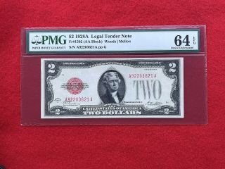 Fr - 1502 1928 A Series $2 Red Seal Us Legal Tender Note Pmg 64 Epq Ch Unc