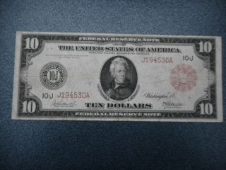 Fr.  901b 1914 $10 Ten Dollars Red Seal Federal Reserve Kanas City Note Scarce