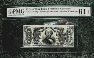 Fr 1341 50 Cent.  Third Issue.  Green Back.  Bargain.  Pmg 61.  Uncirculated