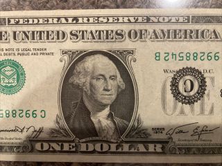 1974 $1 Federal Reserve Note FR.  1908 - C Inverted Overprint Error Very Rare NR 3