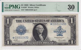 Fr.  238 1923 $1 Star Note ☆ Large Silver Certificate ☆ Pmg Vf