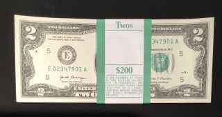 2017 Full Bundle $2 Sequentially Numbered 100 X 2 Dollar Bills