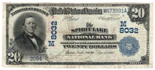 1902 Bs Date Back $20 The Spirit Lake Nb,  Iowa.  Ch 8032.  Vf.  Y00001810
