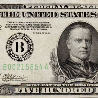 Gorgeous York 1934 $500 Five Hundred Dollar Bill 1000 Fr.  2201 - B B00215854a