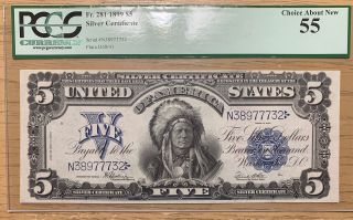 1899 $5 Silver Certificate Fr281 Pcgs Choice 55 Speelman/white,  “chief”