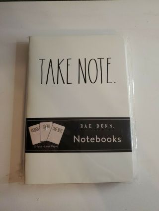 Rae Dunn 3 Pack Notebooks,  Take Note Doodle And Thoughts Lined Pages Nwt
