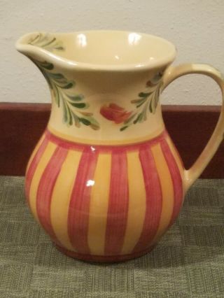 Southern Living At Home Gail Pittman Pitcher Siena 48 Oz Red & Yellow Ceramic