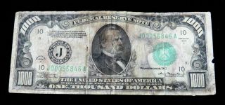 1934 A $1000 United States Federal Reserve Note Frn Hurricane Survivor