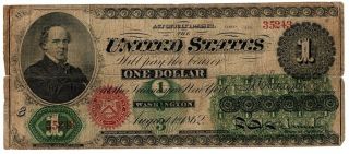 1862 $1 Legal Tender Note,  Fr.  16,  Note At Great Price