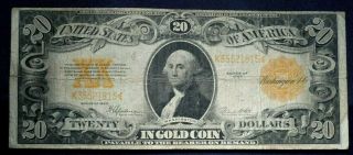 1922 Twenty Dollar $20 Gold Certificate - Note
