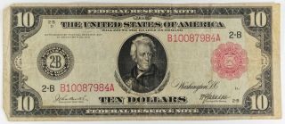 1913 Federal Reserve Note $10 Large Size Currency Ten Dollars Nr