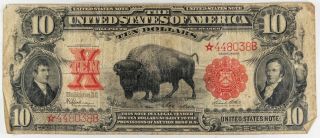 1901 Ten Dollar Legal Tender Bison Note Us Currency $10 - Nr