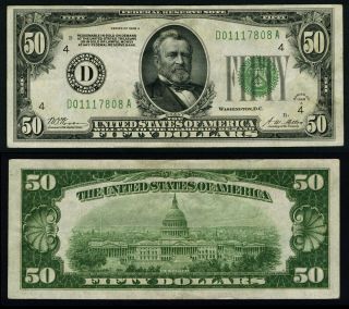 Fr.  2101 D $50 1928 - A Federal Reserve Note Cleveland Dgs Cu
