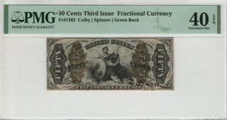 50 Cents Third Issue Fractional Currency Fr.  1362 Justice Pmg Extra Fine 40 Epq