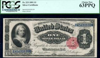 Hgr Saturday 1891 $1 Martha Washington ( (rare Grade))  Pcgc Choice Unc - 63ppq