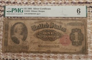 Fr223 1891 $1 Silver Certificate Martha Washington No Comments Good 6 One Dollar