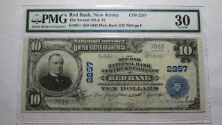 $10 1902 Red Bank Jersey Nj National Currency Bank Note Bill 2257 Vf30 Pmg