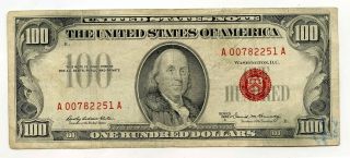 1966 - A $100 United States Note - Red Seal Currency - One Hundred - Bl67