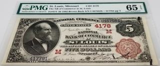 Series 1882 $5.  00 Nat ' l Currency,  The National Bank of Commerce in St.  Louis 3