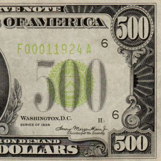 Scarce Atlanta Lgs 1934 $500 Five Hundred Dollar Bill 1000 Fr.  2201 F00011924a