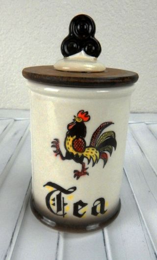 Vintage Metlox Poppytrail Red Rooster Tea Canister Provincial 7 "
