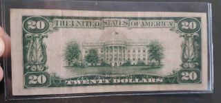 1929 Twenty Dollar National Currency Note Troy N.  Y.  very low serial No. 2