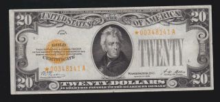 Us 1928 $20 Gold Certificate Star Note Fr 2402 Vf (141)