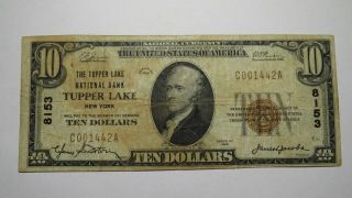 $10 1929 Tupper Lake York Ny National Currency Bank Note Bill Ch.  8153 Rare