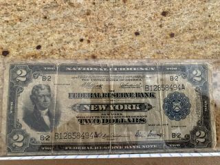 1918 $2 Two Dollar Federal Reserve Bank Note Large Size