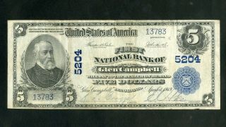 Us Paper Money 1902 $5 National Glen Campbell Pa 5204