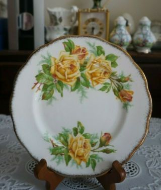 Vintage Royal Albert Yellow Tea Rose Gold Trim Bread Plate,  England