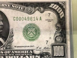 1928 $1,  000 Bill One Thousand Dollar Federal Reserve Note Chicago 5
